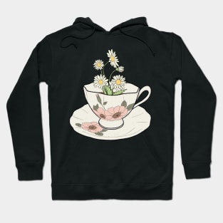 Spring Cottagecore Daisy Tea Cup Hoodie